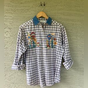 Cottage Core Mushroom Granny Chic Embroidered Shirt